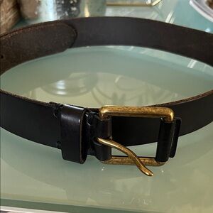 GAP vintage  Black Leather Belt with Brass Buckle size 34